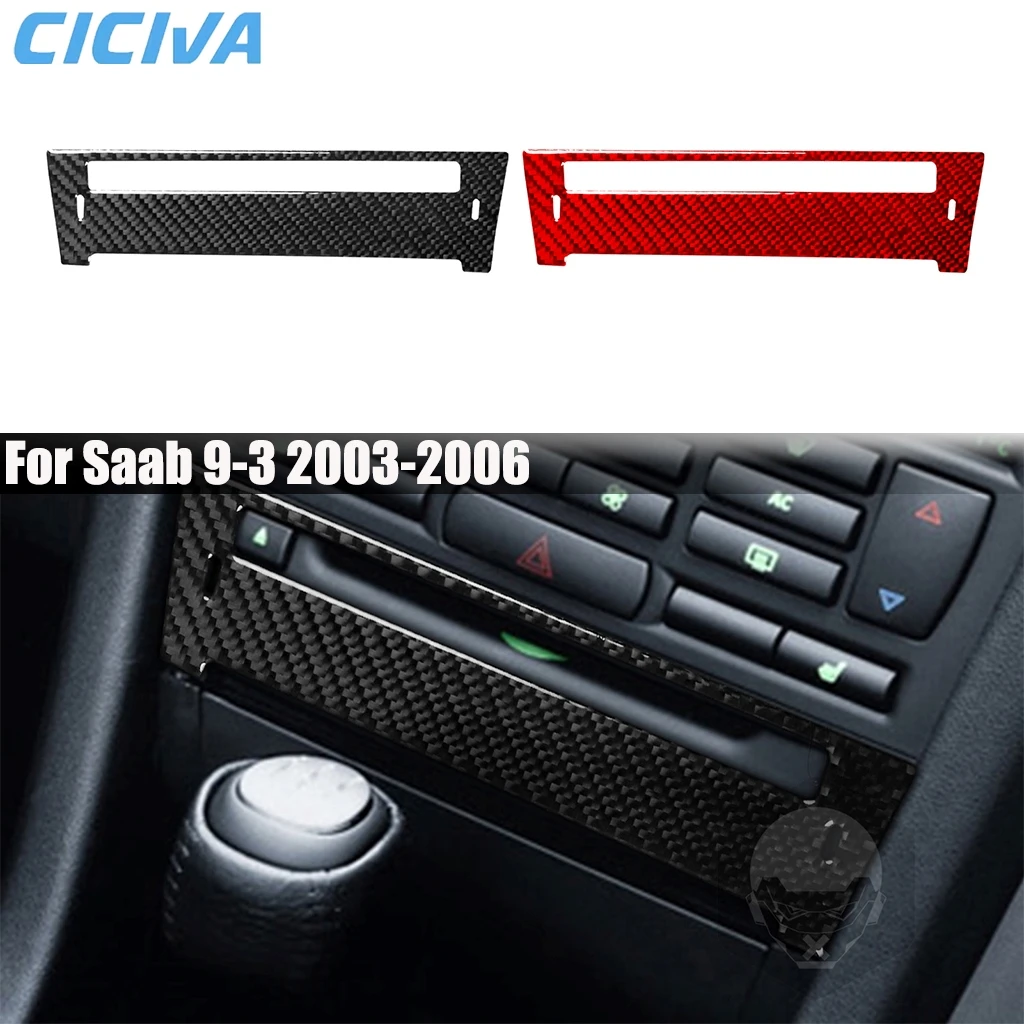 

Carbon Fiber Car Accessories Center Console CD Player Control B Modified Cover Sticker Interior Trim For Saab 9-3 2003-2006