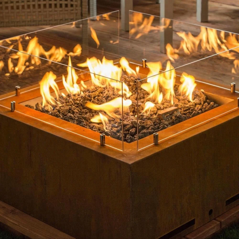 Patio Outdoor Gas Heaters Wood Fuel Stove Outdoor Firepit Corten Steel Fire Pit