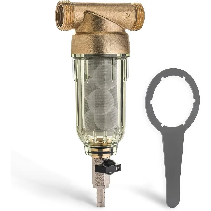 

WSP-200SL Reusable Whole House Spin Down Sediment Water Filter, Siliphos Helps Prevent Scale and Corrosion, 1" MNPT + 3/