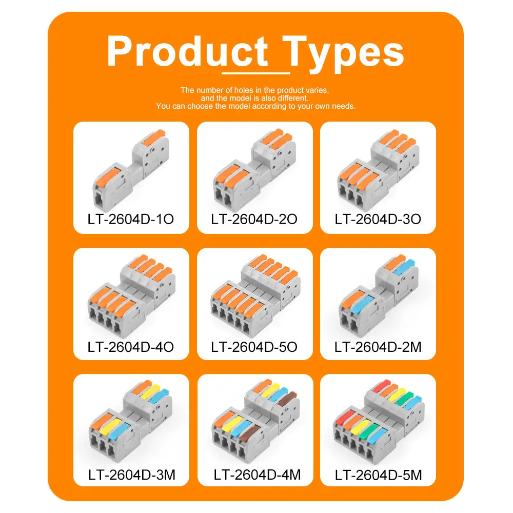 5Pcs DF-2604D Mini Docking Quick Wire Connector Male Female Universal Compact Push-in Butt Conductor Terminal Block 32A 250V