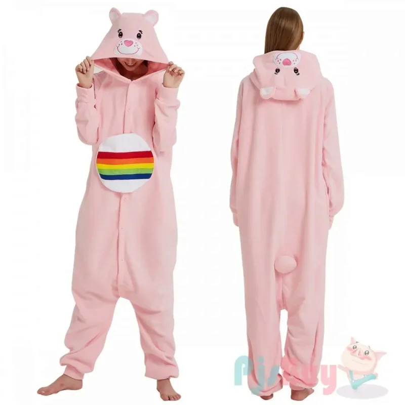 wat22 Animal Onesie Cartoon Bear Kigurumis Adult Women Men Pajama Sleep Overall Polar Fleece Cosplay Jumpsuit Hallo New 2025 aa
