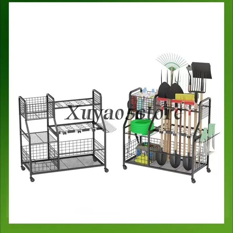 Garden tool storage rack, garage farm tool finishing rack, shelf