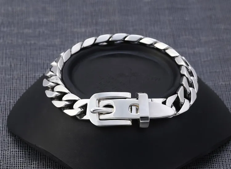 Men's and women's trendy minimalist personality creative belt bracelet 925 Sterling Silver Korean Edition Fashion Design Feel Ha
