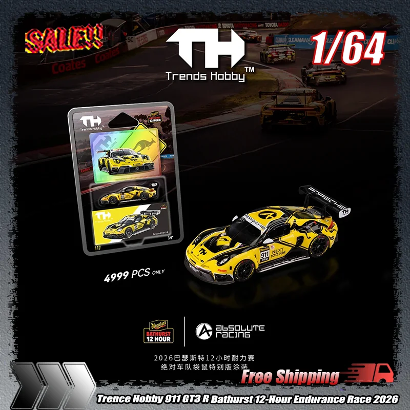 

Trends Hobby 1:64 911 Gt3 R Bathurst 12-Hour Endurance Race 2026 Alloy Die-Casting Car Model Custom Children'S Toy Ornament Gift