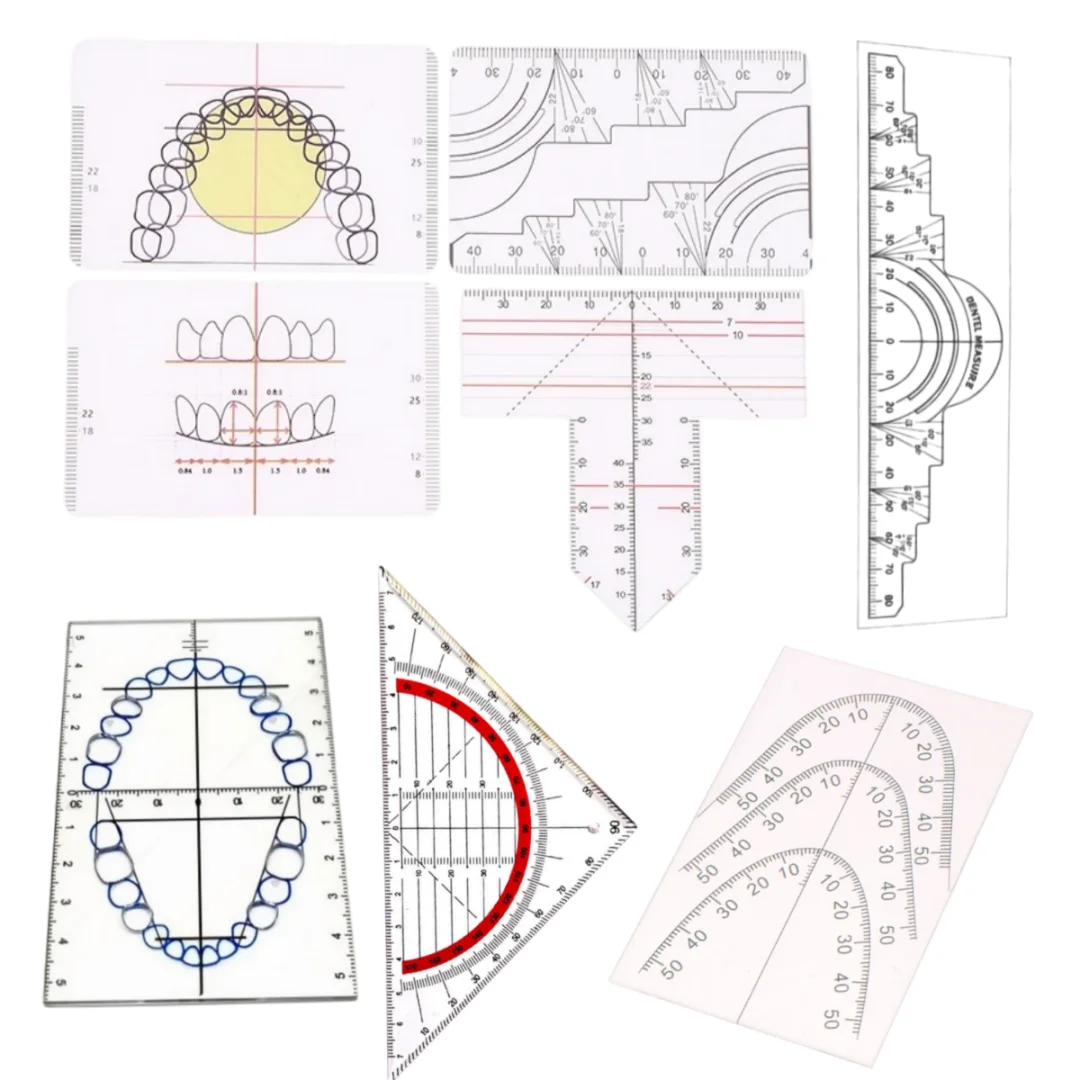 

8 Shape Dental Ruler Denture Drawing Alignment Tool Dental Lab Symmetry Measurement Instrument Multifunctional Dental Exam Tool
