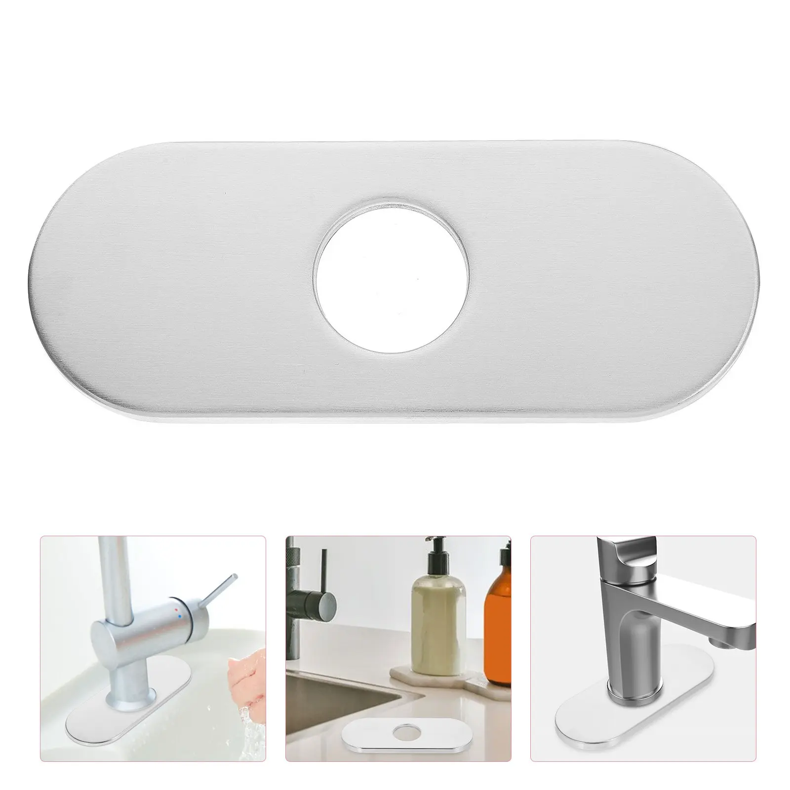 s Faucet Deck Plate Stainless Steel Sink Hole Cover Kitchen Bathroom Accessories Single Hole Decorative Faucet Cover