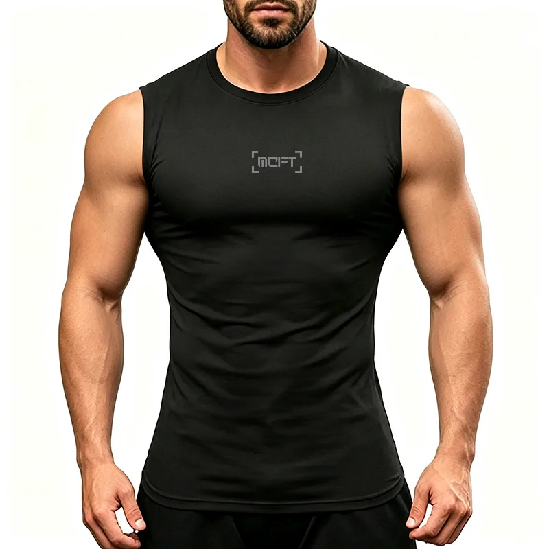 Men's Quick-drying Sleeveless Running T-shirts Tight Gym Fitness Clothing Breathable Fitness Sportswear Muscle Top Summer Dress