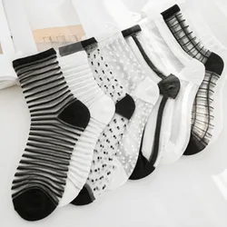 Sexy Lace Mesh silk Fishnet Socks Fiber Transparent Stretch Elasticity Ankle Net Yarn Thin Women Cool Socks 1pair=2pcs ws403