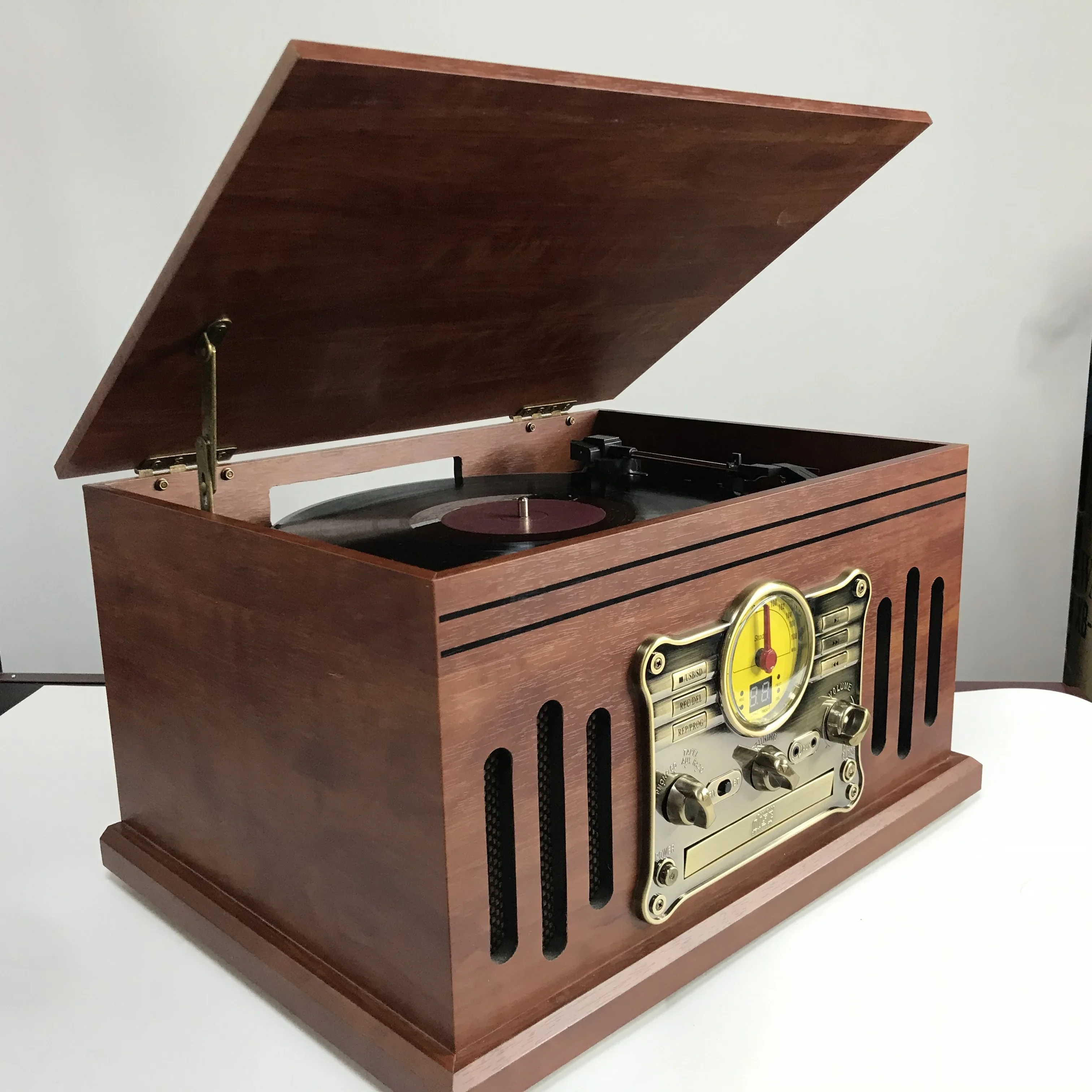 Vintage Design 6 in 1 audio Turntable record player & vinyl turntable LP & Gramophone with PC Link/3 Speed LP