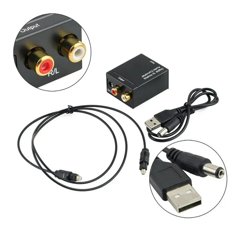 Digital Optical Toslink SPDIF Coax To Analog RCA Audio Converter Adapter