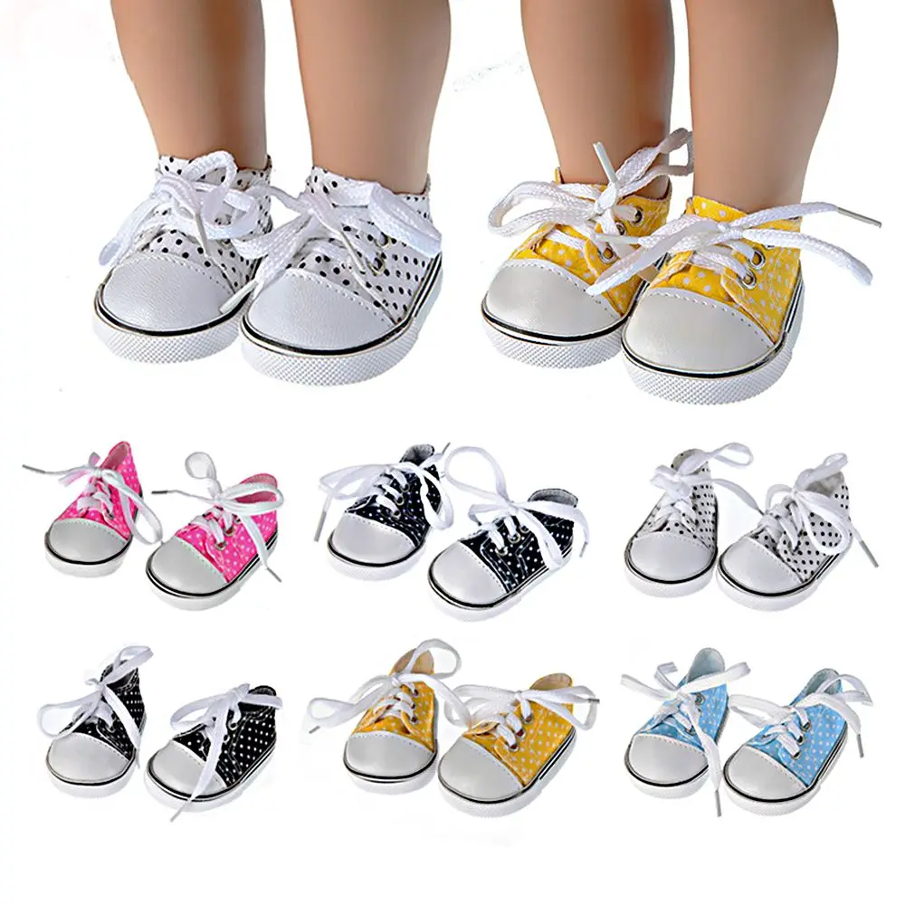 7cm Mini Birthday Gifts Toys Doll Accessories Doll Shoes Wave point Shoes Canvas Shoes