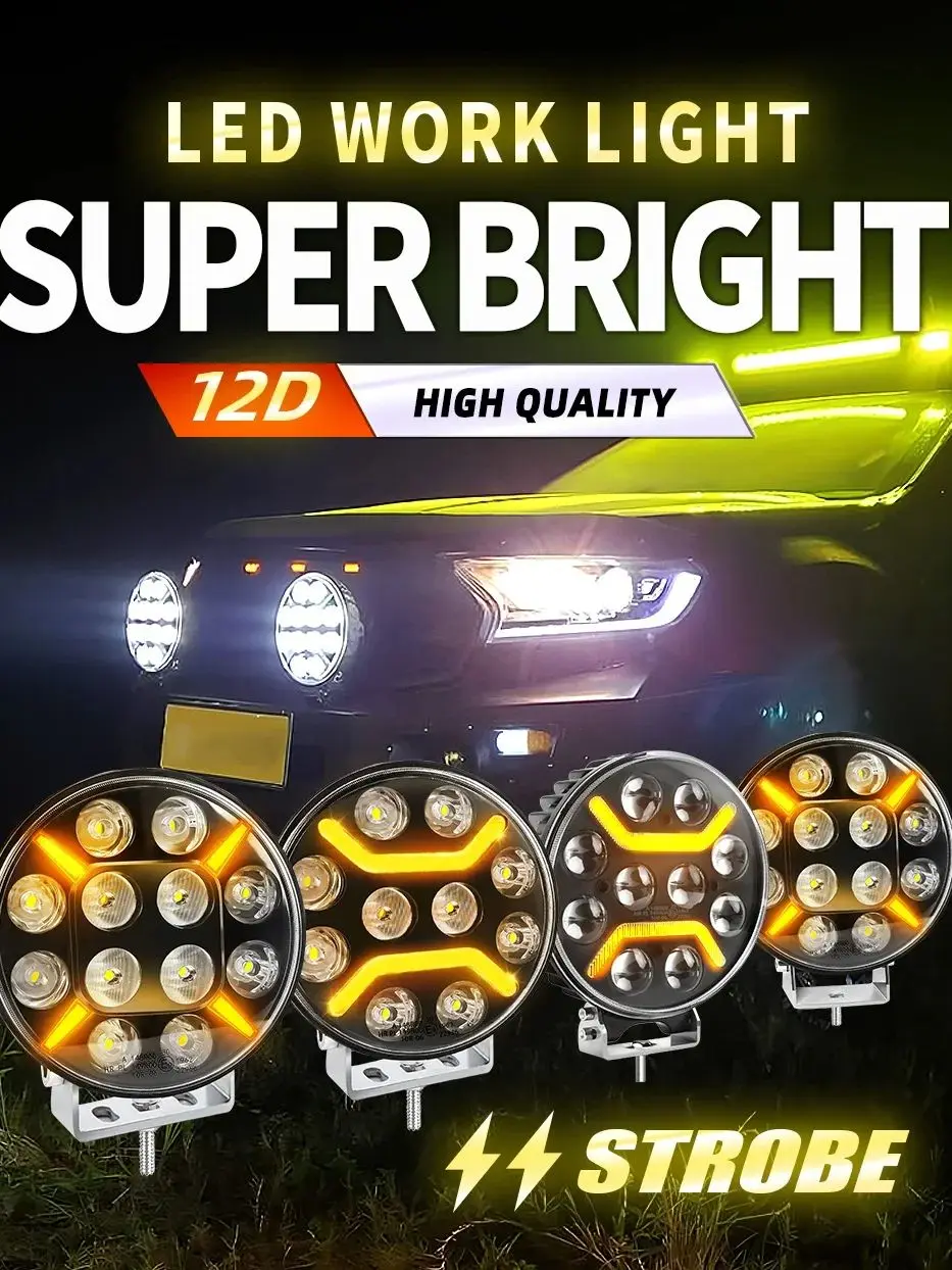 1/2 Stuks 7 Inch/9 Inch Ronde 120W Led Verlichting 12V 24V Geel Wit Led drl Off Road Mistlamp Voor Vrachtwagen 4X4 4WD Auto Accessoires - afbeelding 2