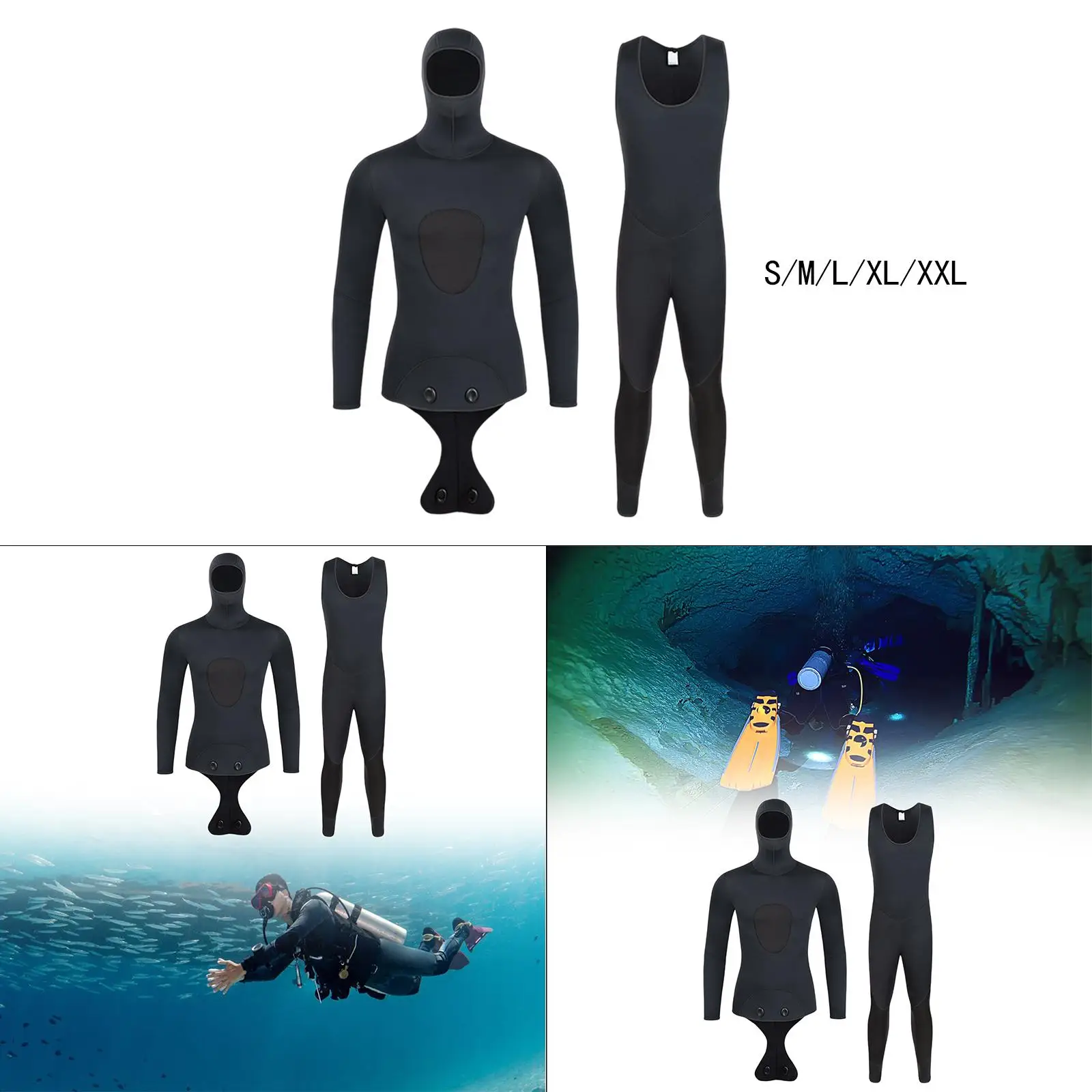

Men Wetsuit Top Hooded Quick Dry Warm Snorkeling Swimsuit Diving Suit for Canoeing Watersports Underwater Freediving Snorkeling