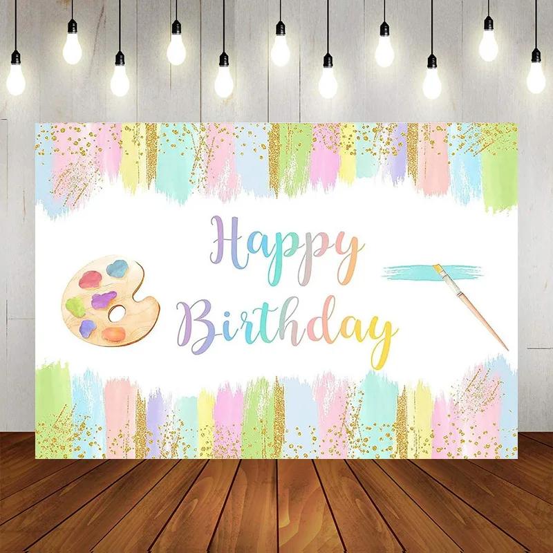 Paint Birthday Backdrop Watercolor Paints Party Decorations Child  Art Party Theme Photography Background Banner Supplies