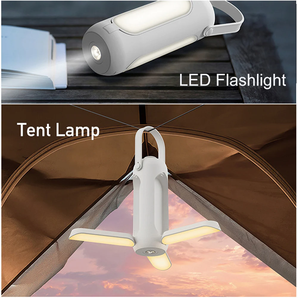 10000mAh Foldable Camping Lamp Emergency Folding Tent Light Waterproof Flashlight Outdoor LED Torch Tent Lantern With Power Bank