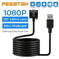 Mini Cámara USB PEGATAH, Cámara Web con Lente de 2.8/3.7mm, Cámaras Web HD 1080P para PC, Mini Cámara CCTV, Videocámara de Seguridad para Exteriores