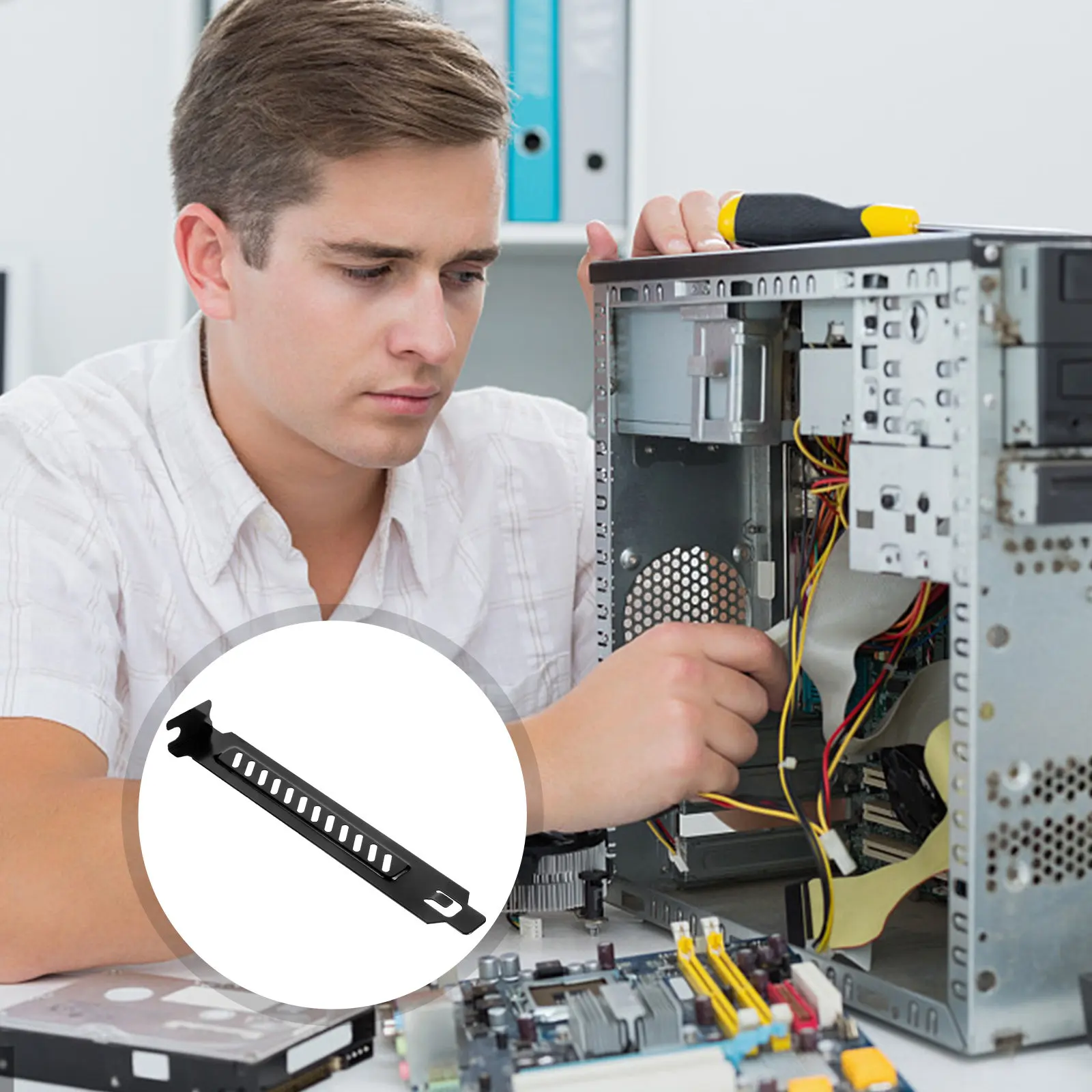 20Pcs Computer Chassis Pci L Blank Bracket Metal Heat Dissipating Slot Cover Dustproof Ventilation Deflector for Desktop Pc Case