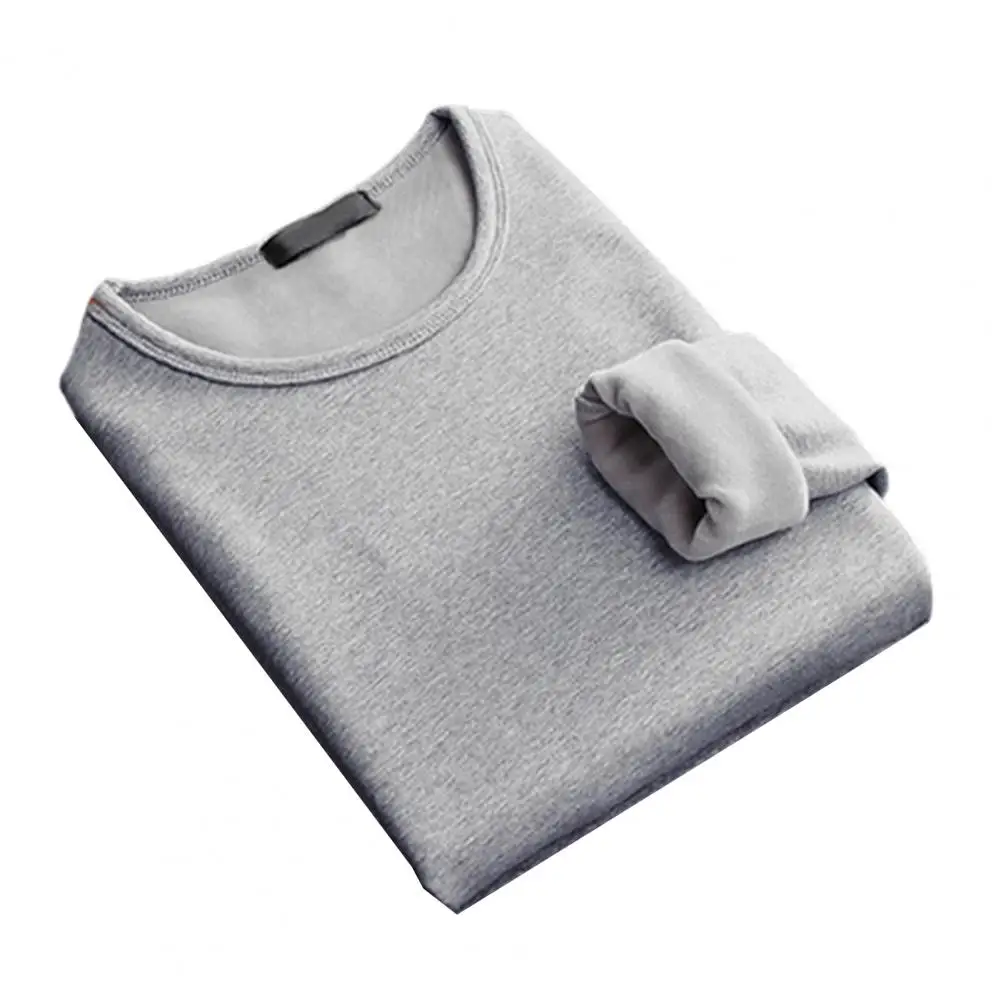 Autunno inverno uomo intimo termico Top foderato in peluche caldo spesso O collo Stretch Regular Fit maniche lunghe maglietta Base maschile M-4XL