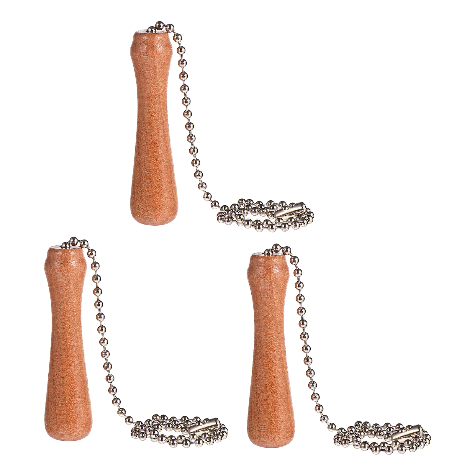 

3 Pcs Wooden Chandelier Pendant Ceiling Fan Pull Chain Full Chains Stick Lamp Ornament