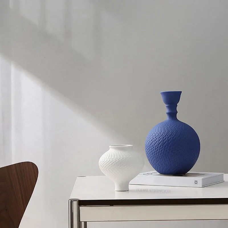 Modern Simple Living Room Study Creative Decoration Ceramic Vase Klein Blue Designer Soft Decoration Vase