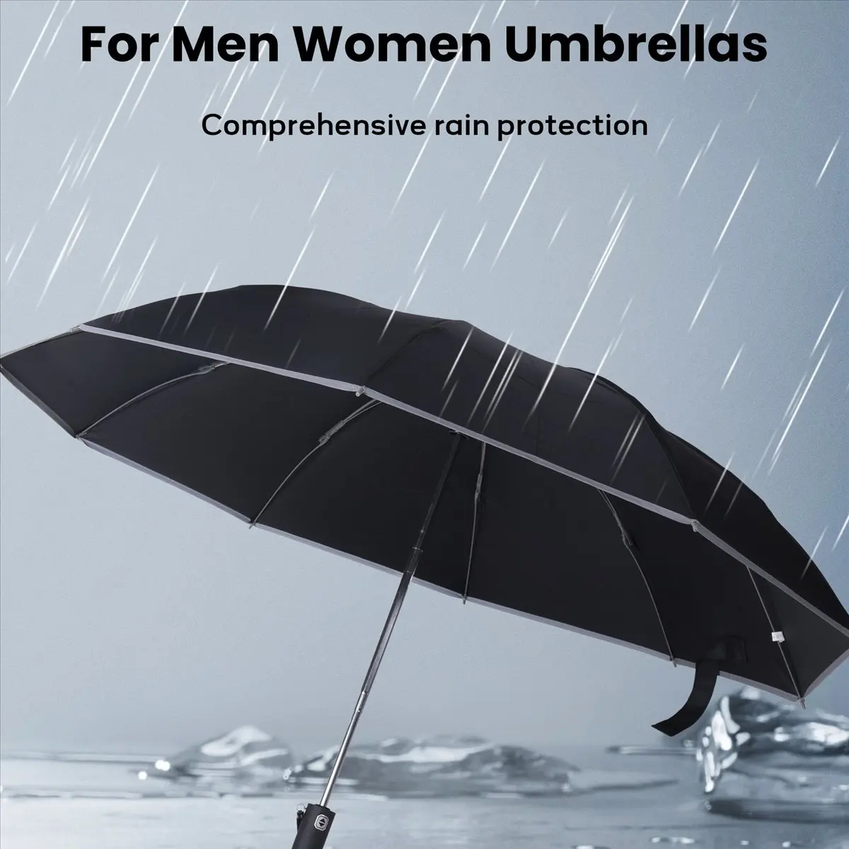 newA10R Automatic Reverse Umbrella Inverted Reflective Folding LED Light Safe Night Windproof Frame for Men Women Umbrellas