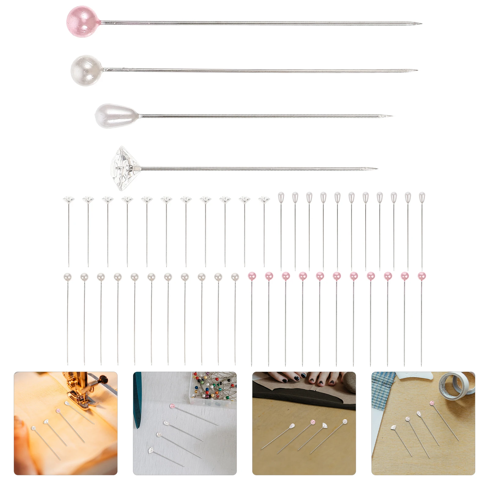 

200pcs Durable Needles Straight Pins For Diy Jewelry Corsage Stick Large Pin Wedding Bouquet Crafts Pin Household