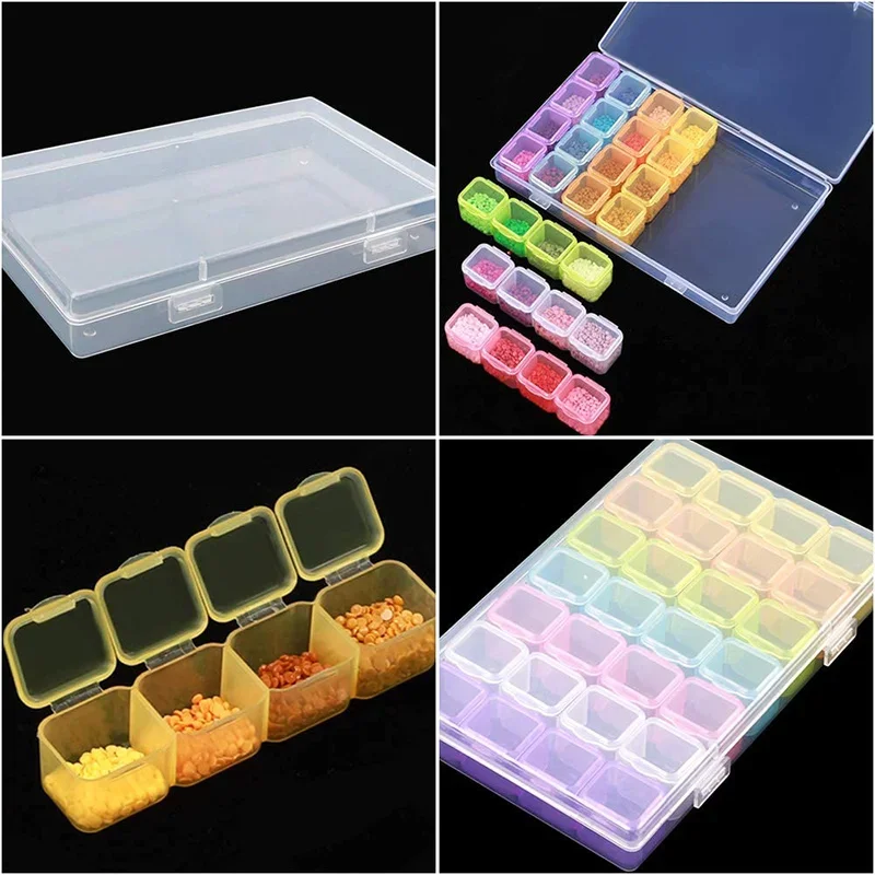 28 Slots Diamond Painting Storage Containers Adjustable Dividers Plastic Embroidery Storage Box Diy Craft Nail Jewelry Storage