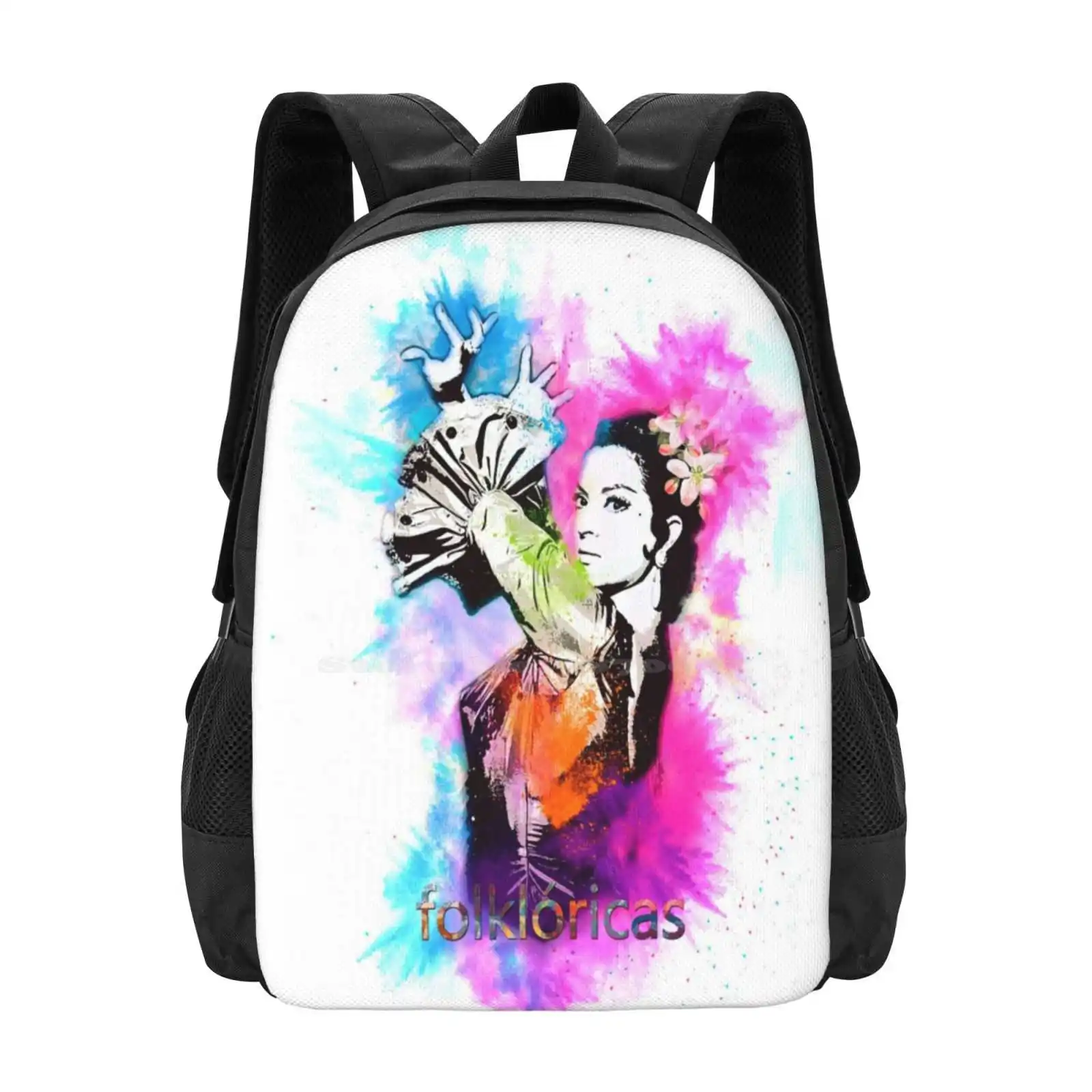 Lola Flores Whirlwind Of Colors Bag Backpack For Men Women Girls Teenage Lola Flores Flemish Spanish Flamenco Spanish Couplet