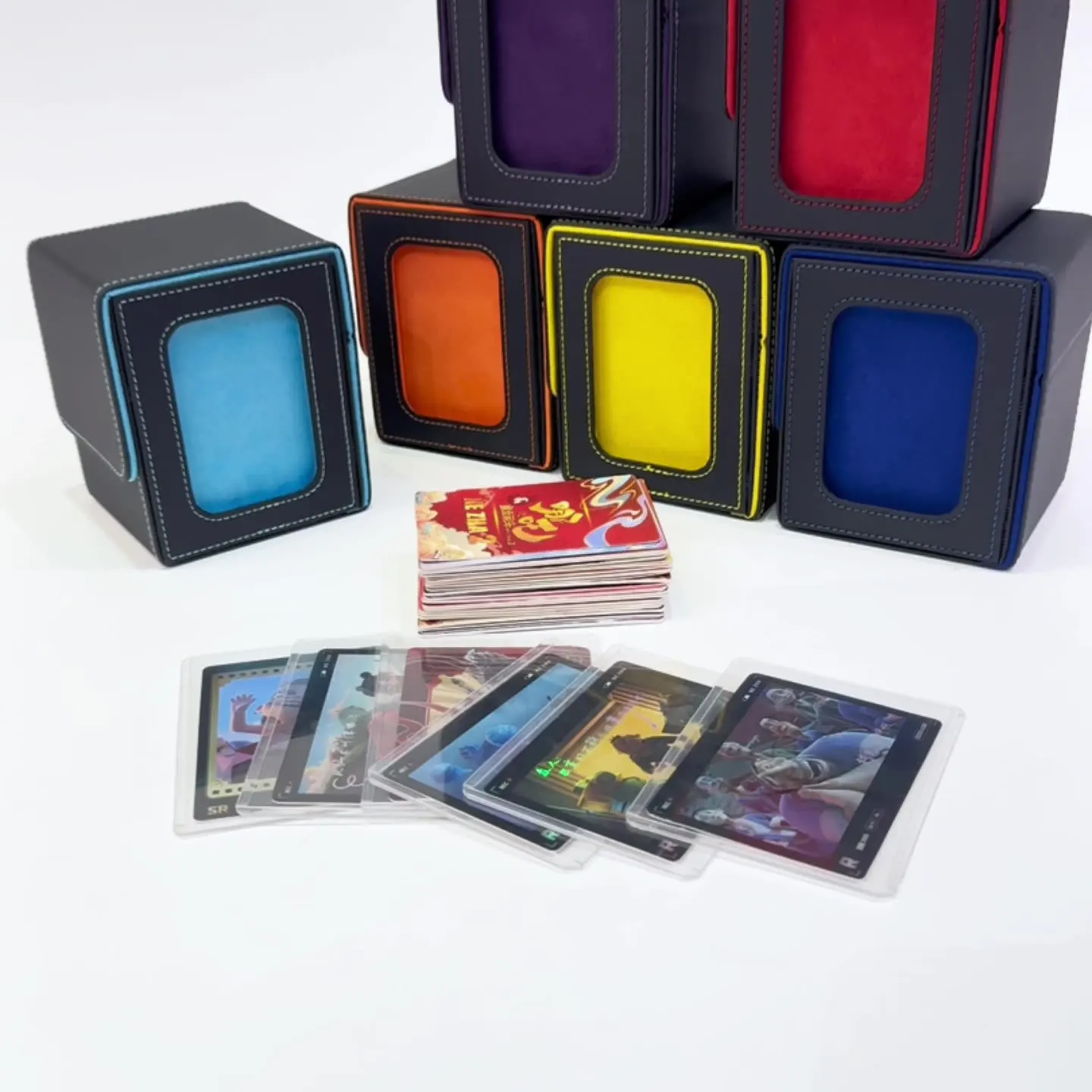 

New Window Vertical Insertion Design High end PU Leather Game Card Storage Box Star Wanzhi Card Box