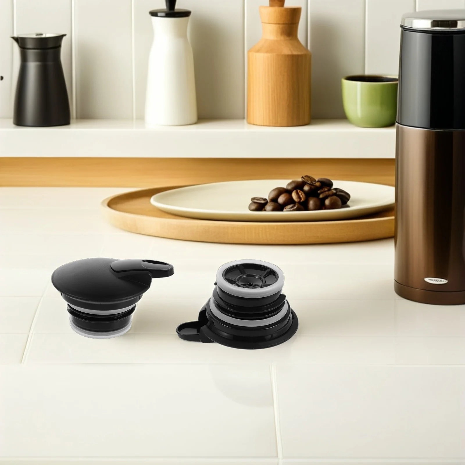 

4pcs Coffee Carafe Lid Replacement Black Pp Cover For Glass Carafe Heat-Resistant Sealed Tumbler Cap - Compatible With Coffee