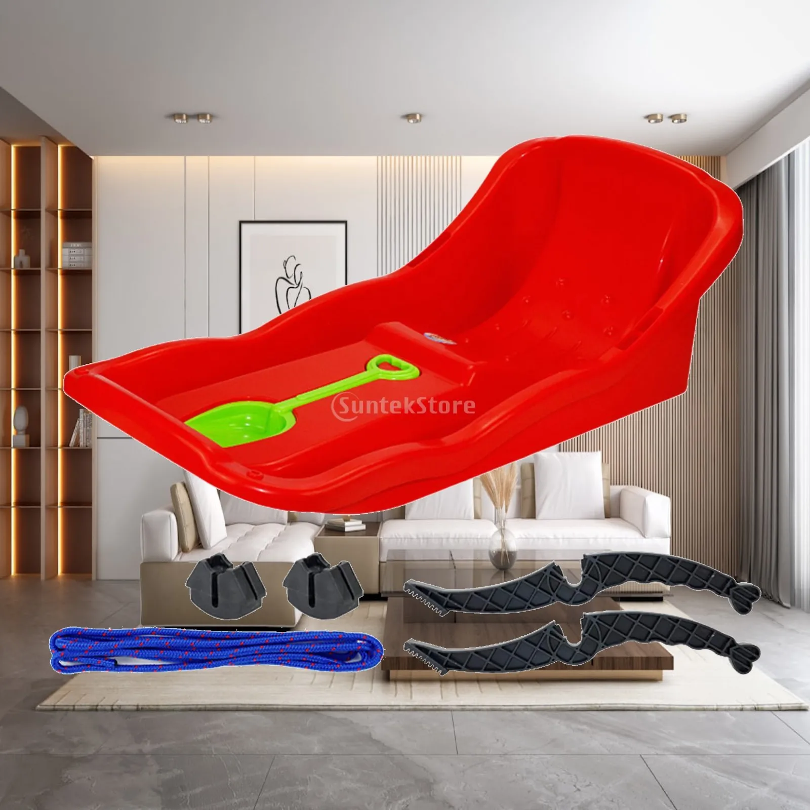 35 inch Snow Sled Sand Sliding Sled Large Snow Luge Multifunctional Downhill Sled Sledge for Lawn Outdoor Activities Yard