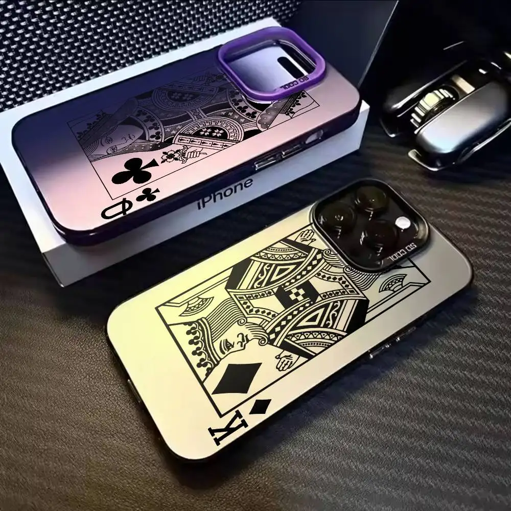 capa-de-celular-branca-fosca-antichoque-poker-cards-k-q-para-iphone-17-16-15-14-13-12-11-mini-pro-e-max