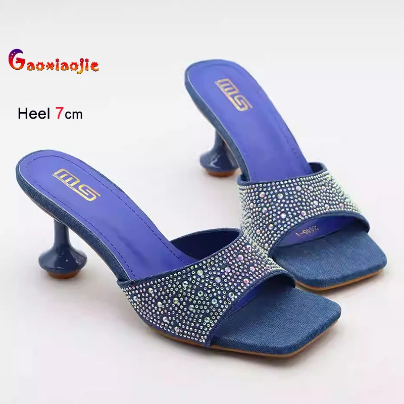 

2025 новая модная женская обувь, повседневные туфли-лодочки на каблуке, универсальные вечерние пикантные туфли на шпильке, уличные тапочки со стразами