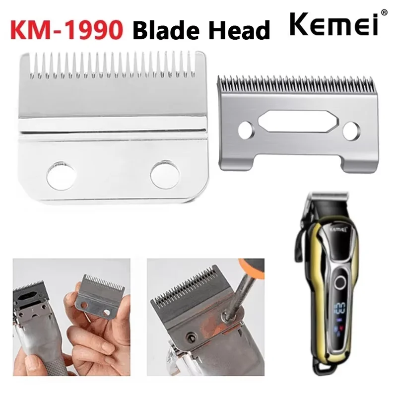 Kemei KM-1990 เปลี่ยนใบมีด Clipper ใบมีดตัดผมหัวตัดสําหรับผมไฟฟ้า Trimmer เครื่องโกนหนวด Clipper ตัดเครื่อง