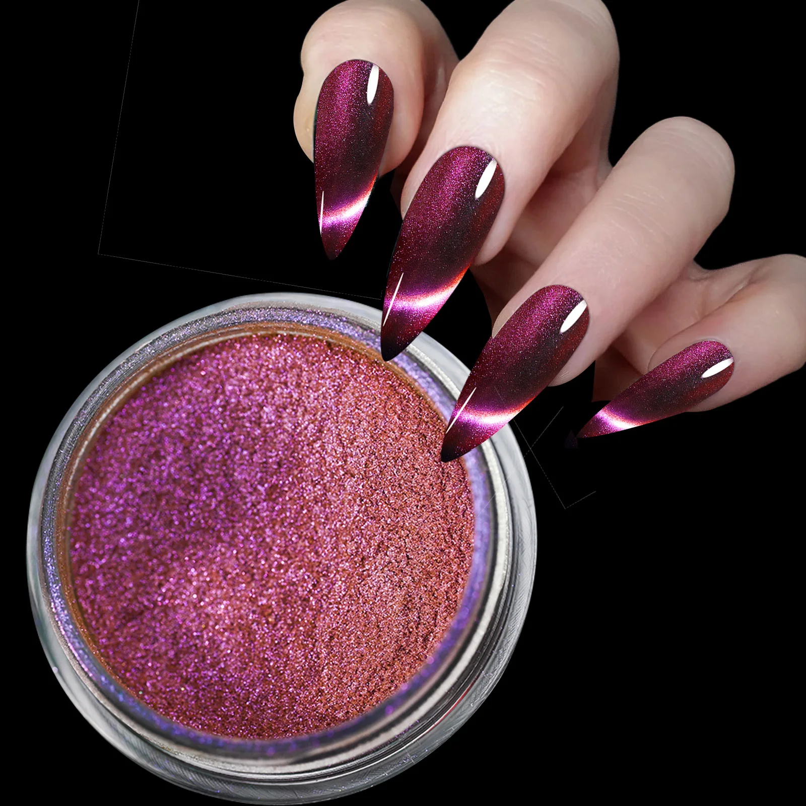 9d Hd Kat Magneet Nagel Poeder Shinning Kameleon Effect Glitter Chroom Pigment Dust Uv Gel Polish Nail Art Glitters Katten Ogen