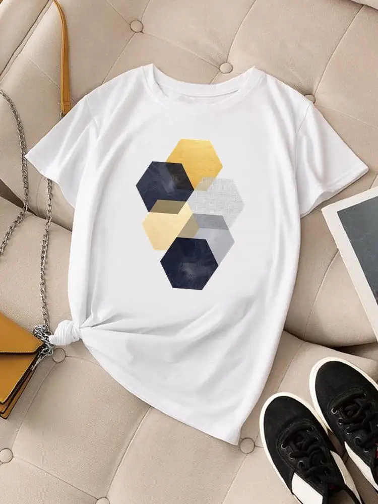 

Geometric Trend 90s Style Clothing Women Fashion Casual Print Top Short Sleeve Lady O-neck T Shirt Graphic Tee T-shirt