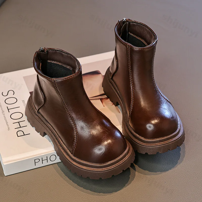 Autumn Children Boots 2025 Kids Short Boot Zipper Girls Boys Comfortable Non Slip Outdoor Ankle Boots Princess Shoes Size 26-36