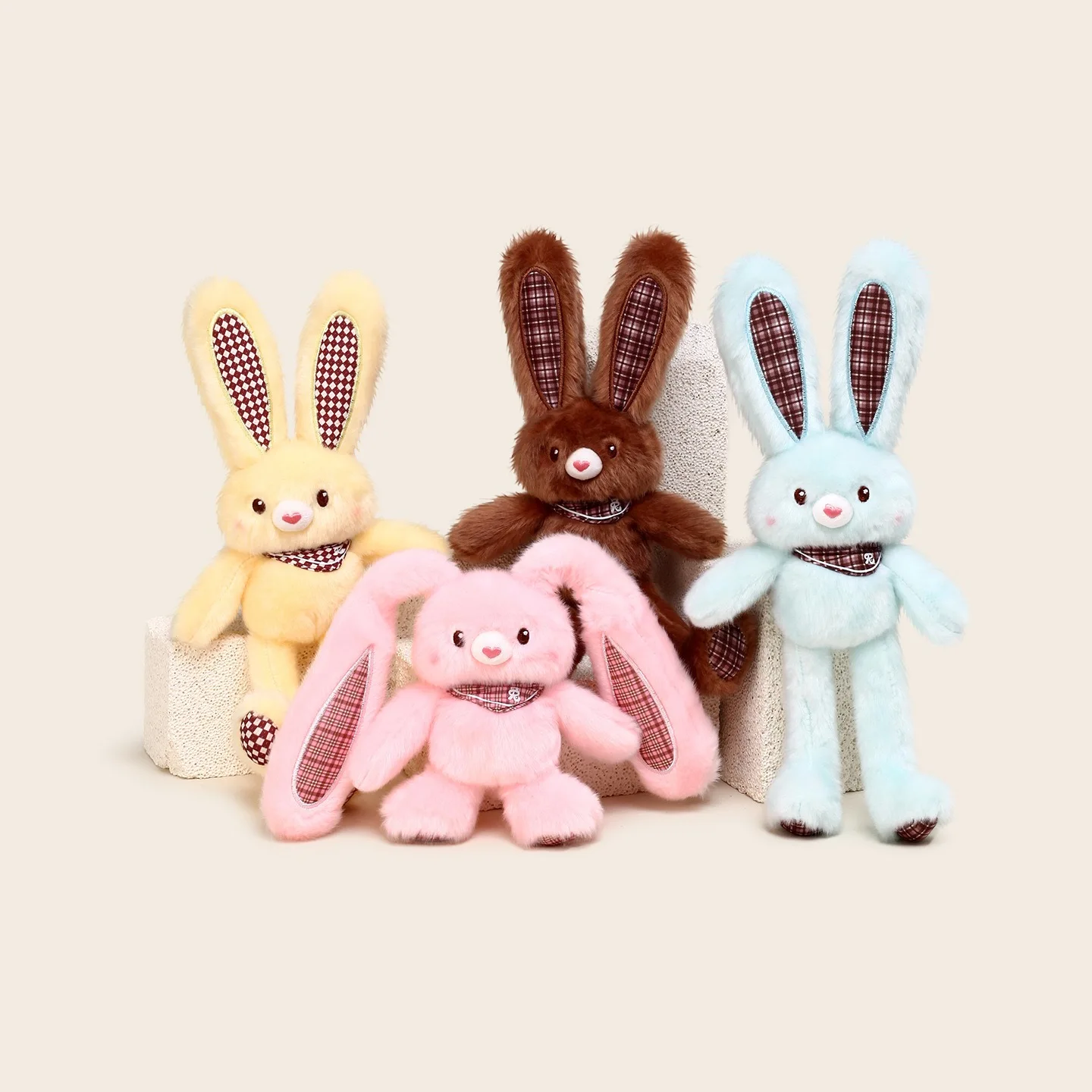 30cmのかわいいプルアウト式うさぎぬいぐるみキーホルダー、クリエイティブなぬいぐるみ耳を引っ張るバニーペンダント、バッグチャーム、子供のストレス解消ギフト