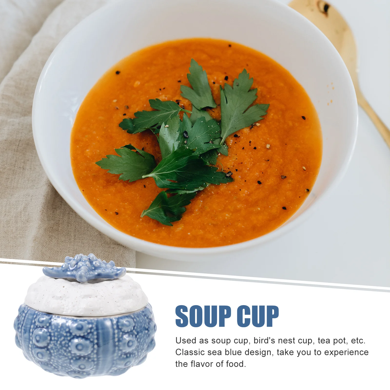 

1 шт., керамический резервуар для хранения в морском стиле, многофункциональная чаша для приготовления на пару, термостойкая, легкая, портативная, кухонная посуда для кемпинга