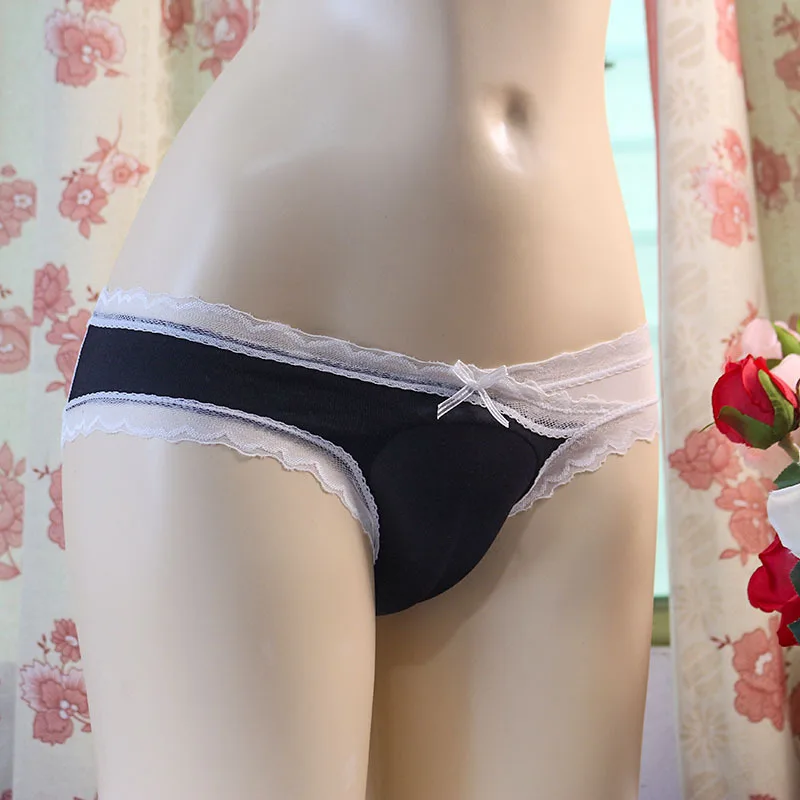 

Мужские кружевные прозрачные трусы с 3D передней подкладкой, защитные чашки пуш-ап, U-образная выпуклая сумка, трусы, нижнее белье для транссексуалов, трусы для транссексуалов