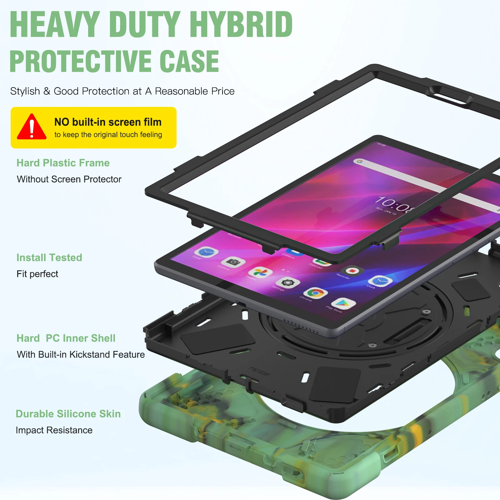 Rugged Case For Lenovo Tab M10 Plus TB-X606F X606X Universal For K10 TB-X6C6F X6C6X 10.3 inch Hybrid Cover Hand & Shoulder Strap