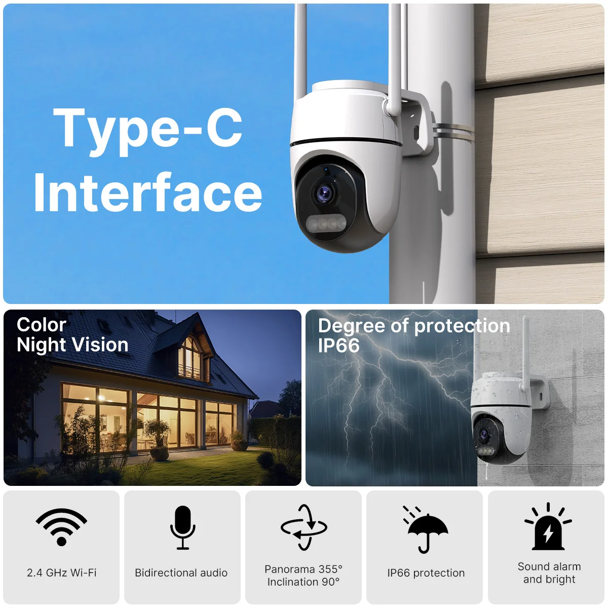 WONSDAR 2K FHD Wifi PTZ Camera Home Security Cam Mini Video Surveillance Two-way Audio Outdoor Indoor ICsee