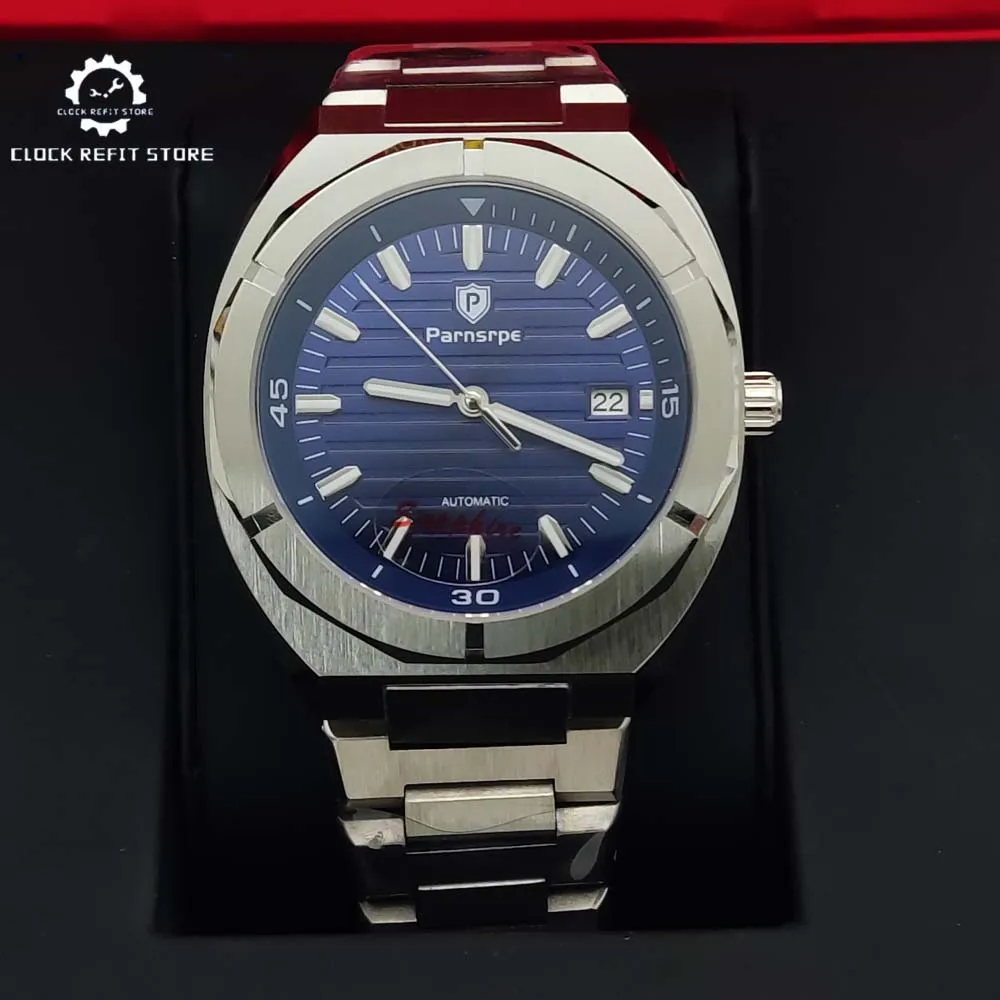 Parnsrpe-Blue Watch Japan NH35 Automatic Movement Water Resistant 200 Metres Watch Fashion Stainless Steel Sapphire Watch