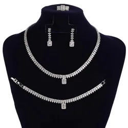 Jewelry Sets HADIYANA Stylish Exquisite Jewelry Set Wife Bridal Luxury Designer Necklace Bracelet Ring and Earring BN9232 Gifts