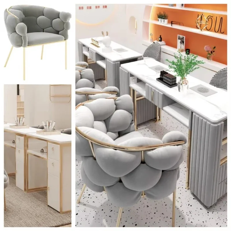 

Hot Selling Interior Design Beauty Salon Spa Hair Equipment Light Luxury Professional Manicure Table And Chair Set