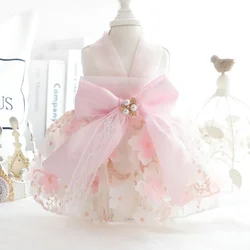 Thin Embroidered Princess Dress for Dog and Cat Wedding Dress Small Dog Teddy Pet Clothes Summer