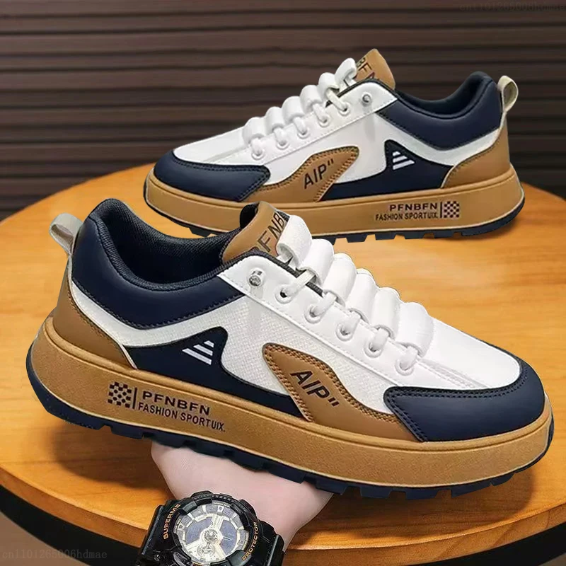 Men's Thick Sole Sneakers Designer Sports Shoes Fashion Casual Fiber Leather Breathable Height Increase Flat Thick Sole Shoes image 3