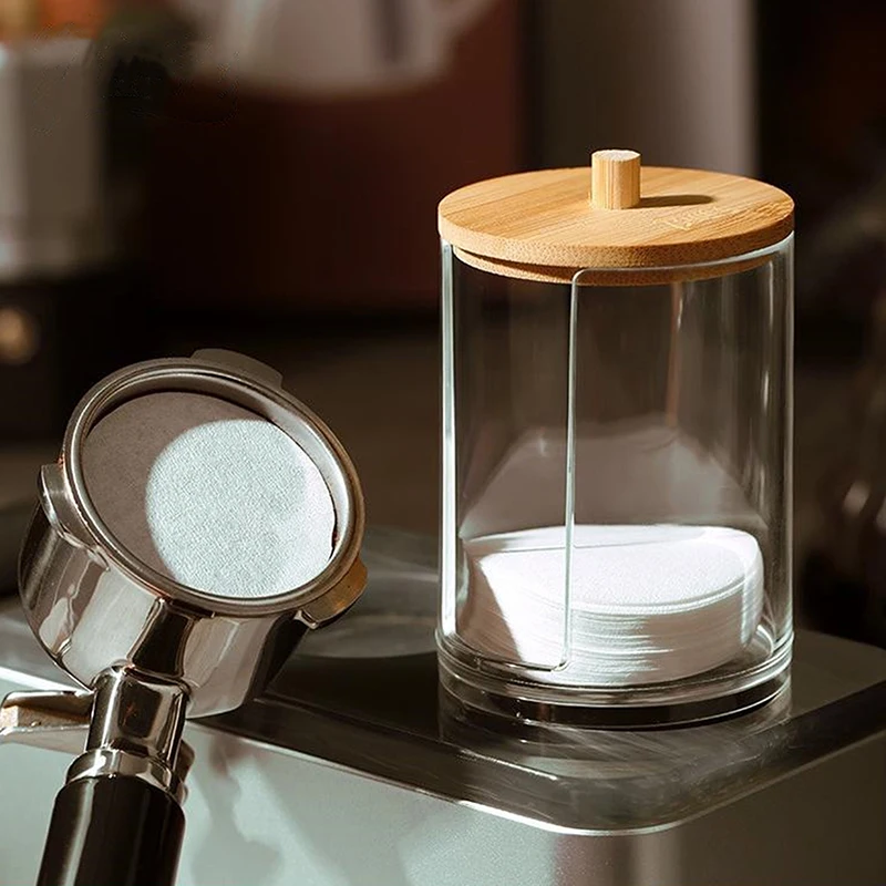 round Coffee Filter Paper Box with Lid Mocha Pot Filter Paper Holder Storage Box for Coffee Filters Kitchen Organizer