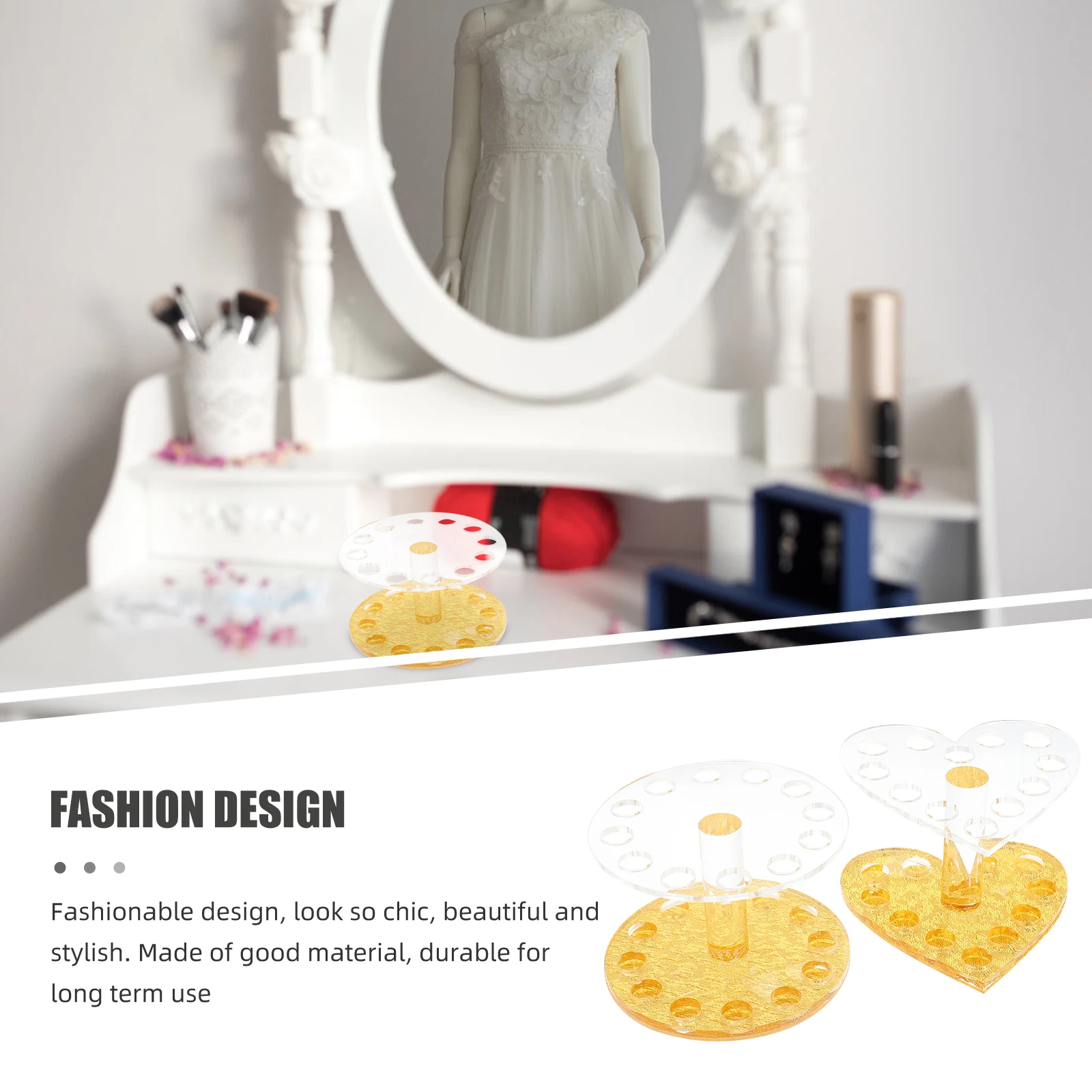 

2pcs Acrylic Nail Art Pen Holder Heart Shape Brush Stand Makeup Organizer Storage Rack For Lipsticks Brushes