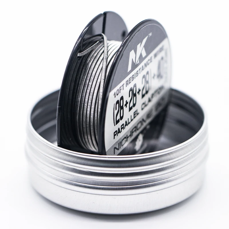 NK DL Fused Clapton Wire AWG 28 Gauge Tricore Alien Ni80 Ni90 SS316L A1 Провод с предварительной катушкой с низким сопротивлением, 10 футов